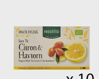 Fredsted eco Danish black tea with lemon & hawthorne 10-pack (10x16 bags)