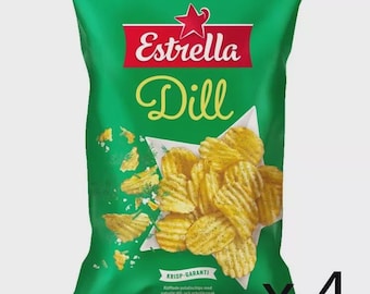 Estrella Potato Chips, Dill 4-pack (4x275 grams) - Swedish Potato Chips
