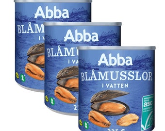 Abba Blue Mosselen in Water - 3 blikjes, elk 225 gram