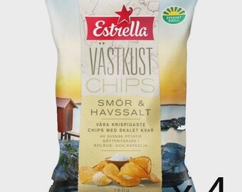 Estrella West Coast Chips, Butter & Sea Salt 4-pack (4x180 grams)