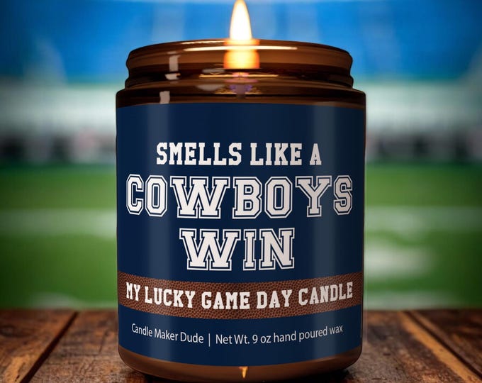 Smells Like a Cowboys Win, Dallas Cowboys Lucky Game Day Candle, Football Candle, NFL Fans Gift, Game Day Decor, Sport Themed Candle