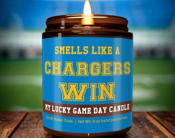 Smells Like a Chargers Win Candle, Los Angeles Chargers Candle, Game Day Decor, Funny Chargers Fan Gift, Lucky Chargers Candle, Unique