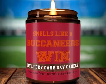 Smells Like a Buccaneers Win Candle, Tampa Bay Buccaneers Candle, Game Day Decor, Funny Buccaneers Fan Gift, Lucky Buccaneers Candle, Unique