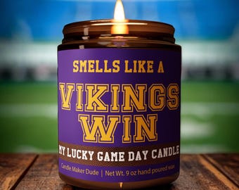 Smells Like a Vikings Win Candle, Minnesota Vikings Candle, Game Day Decor, Funny Vikings Fan Gift, Lucky Vikings Candle Unique