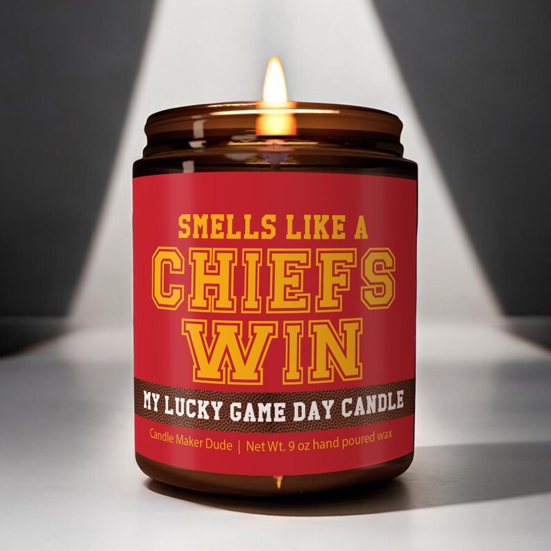 Smells Like a Chiefs Win Candle, Kansas City Chiefs Candle, Game Day Decor, Funny Chiefs Fan Gift, Lucky Chiefs Candle Unique image 3