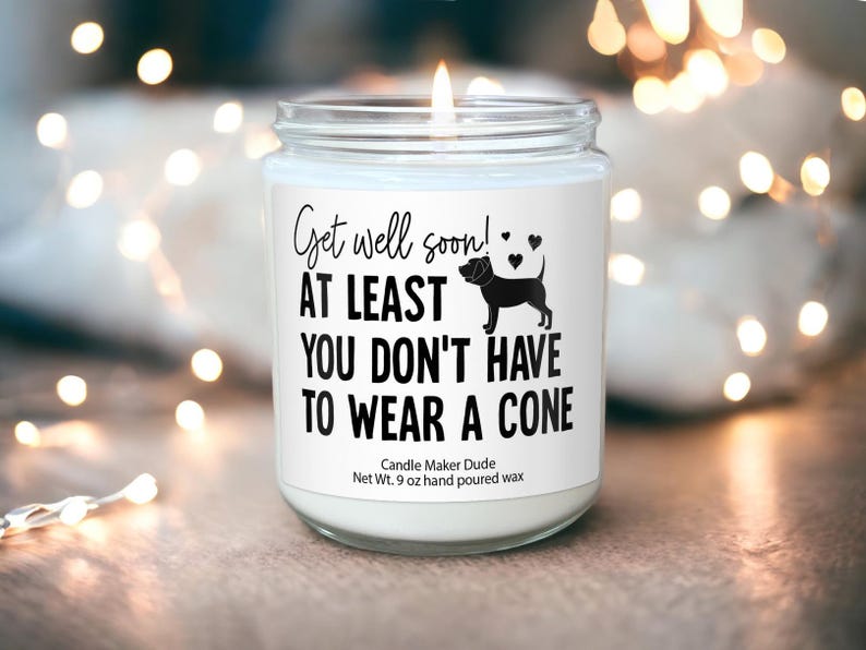 Get Well Soon Gift Post Surgery Gift Box For Her Speedy Recovery Gift Funny Get Well At Least You Don't Have to Wear A Cone Funny Candles image 1