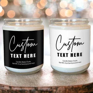 Candela personalizzata, candela con etichetta vuota, candela di soia, Crea la tua etichetta per candela, regali personalizzati, candela creativa, regali di testo personalizzati
