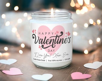Valentine's Day Candle, Custom Personalized Gift For Husband, Gift For Wife, Vday Valentines Day Gift, I Love You