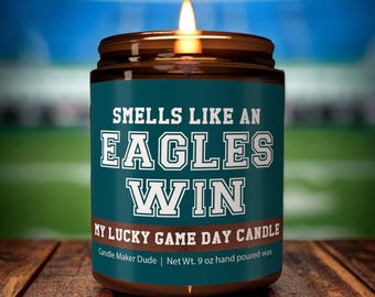 Smells Like an Eagles Win Candle, Philadelphia Eagles Candle, Game Day Decor, Funny Eagles Fan Gift, Lucky Eagles Candle Unique