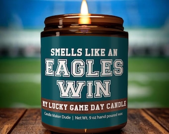 Smells Like an Eagles Win Candle, Philadelphia Eagles Candle, Game Day Decor, Funny Eagles Fan Gift, Lucky Eagles Candle Unique