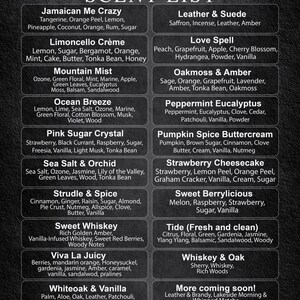 a black menu with a list of items on it