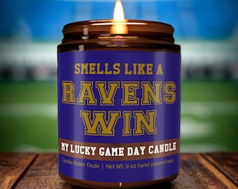 Smells Like a Ravens Win Candle, Baltimore Ravens Candle, Game Day Decor, Funny Ravens Fan Gift, Lucky Ravens Candle, Unique