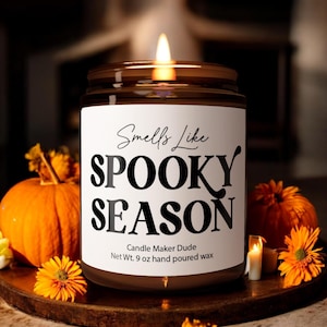 Smells Like Spooky Season Halloween Candle, Fall candle decor, Halloween decor, Cute candles, fall scented candles gift funny candles