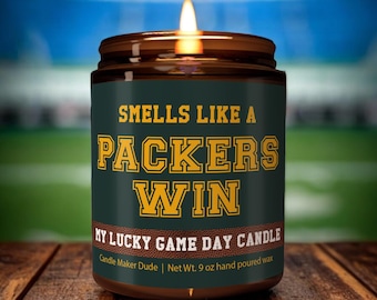 Smells Like a Packers Win Candle, Green Bay Packers Candle, Game Day Decor, Funny Packers Fan Gift, Lucky Packers Candle Unique