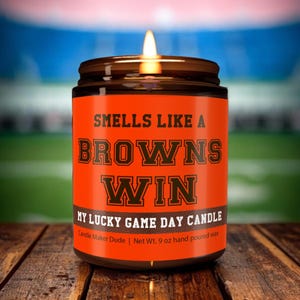 Riecht wie eine Browns Win Kerze, Cleveland Browns Kerze, Spieltag Dekor, Lustiges Browns Fan Geschenk, Glückliche Browns Kerze, Einzigartig