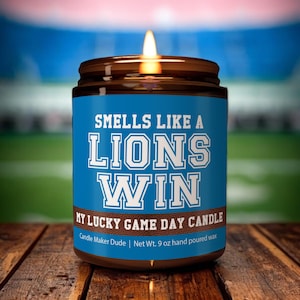 Smells Like a Lions Win Candle, Detroit Lions Candle, Game Day Decor, Funny Lions Fan Gift, Lucky Lions Candle Unique