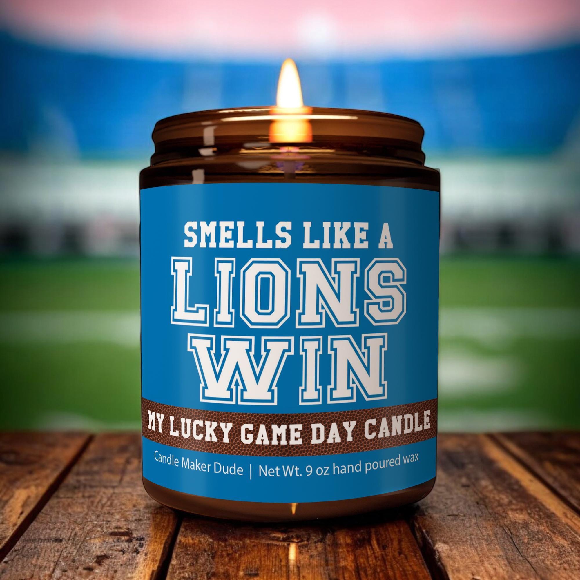 Smells Like a Lions Win Candle, Detroit Lions Candle, Game Day Decor, Funny Lions Fan Gift, Lucky Lions Candle Unique