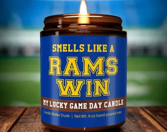 Smells Like a Rams Win Candle, Los Angeles Rams Candle, Game Day Decor, Funny Rams Fan Gift, Lucky Rams Candle, Unique