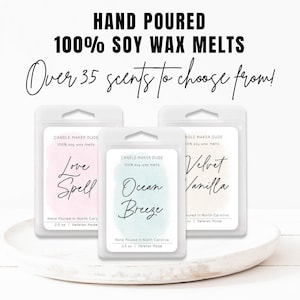 Wax Melts, Choose Your Scent, Strong Scent, 100% Soy Wax Hand Poured Handmade