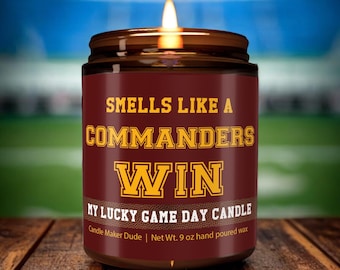 Smells Like a Commanders Win Candle, Washington Commanders Candle, Game Day Decor, Funny Commanders Fan Gift, Lucky Commanders Candle,Unique