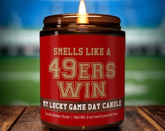 Smells Like a 49ers Win Candle, San Francisco 49ers Candle, Game Day Decor, grappig 49ers-fancadeau, Lucky 49ers Candle uniek