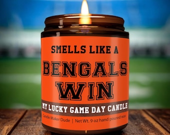 Smells Like a Bengals Win Candle, Cincinnati Bengals Candle, Game Day Decor, Funny Bengals Fan Gift, Lucky Bengals Candle Unique