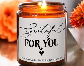 So Grateful For You Candle, Thank You Gift, Christmas Gift, Thank You Gift for Best Friend, Wife, Husband