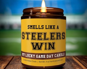 Smells Like a Steelers Win Candle, Pittsburgh Steelers Candle, Game Day Decor, Funny Steelers Fan Gift, Lucky Steelers Candle Unique
