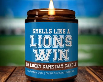 Smells Like a Lions Win Candle, Detroit Lions Candle, Game Day Decor, Funny Lions Fan Gift, Lucky Lions Candle Unique