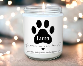 Dog Forever in our Hearts Soy Candle, Custom Pet Memorial Gift, Loss of Pet Gift, Loss of Dog Gift, Pet Passing Sympathy Gift