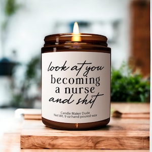 Nursing School Graduation Candle: Funny New Nurse Gift, 9oz Soy Wax
