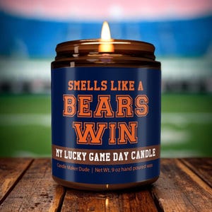 Smells Like a Bears Win Candle, Chicago Bears Candle, Game Day Decor, Funny Bears Fan Gift, Lucky Bears Candle, Unique