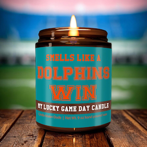 Smells Like a Dolphins Win Candle, Miami Dolphins Candle, Game Day Decor, Funny Dolphins Fan Gift, Lucky Dolphins Candle, Unique