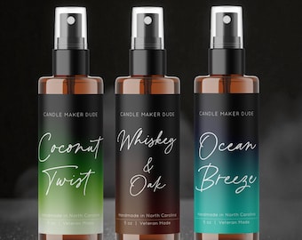 Handmade Room Spray 5 oz: Variety of Scents | Masculine, Feminine, Tropical & Seasonal Fragrances, Veteran Made in North Carolina