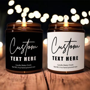 Candela personalizzata, candela con etichetta vuota, candela di soia, crea la tua etichetta per candela, regali di testo personalizzati, regali personalizzati