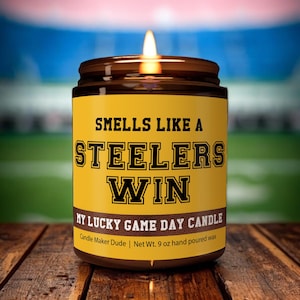 Smells Like a Steelers Win Candle, Pittsburgh Steelers Candle, Game Day Decor, Funny Steelers Fan Gift, Lucky Steelers Candle Unique