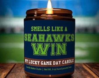 Smells Like a Seahawks Win Candle, Seattle Seahawks Candle, Game Day Decor, Funny Seahawks Fan Gift, Lucky Seahawks Candle Unique