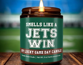 Smells Like a Jets Win Candle, New York Jets Candle, Game Day Decor, Funny Jets Fan Gift, Lucky Jets Candle, Unique
