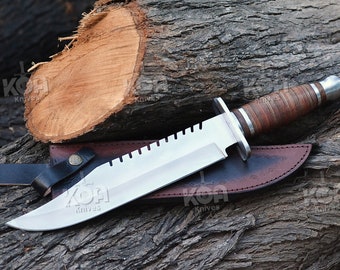 KOA83 Handmade Bowie Knife 15", Hunting Knife, Camping Knife, Survival Knife, Outdoor, Birthday & Anniversary Gift, Gift for Dad, Husband