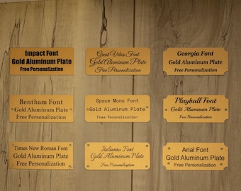 Placa de aluminio personalizada: texto personalizado y varios acabados.
