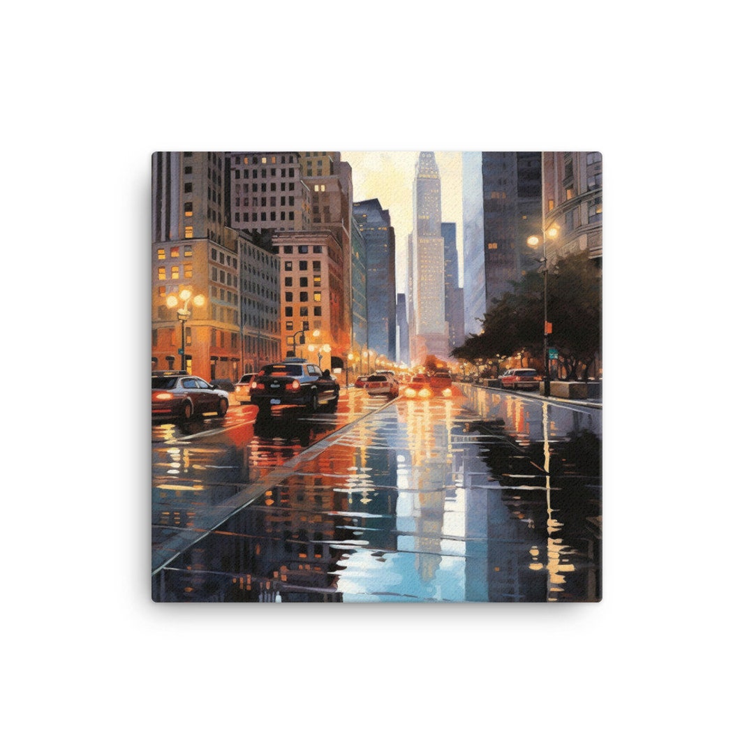 Canvas Enchanting Urban Mosaic: Illuminating the City's - Etsy