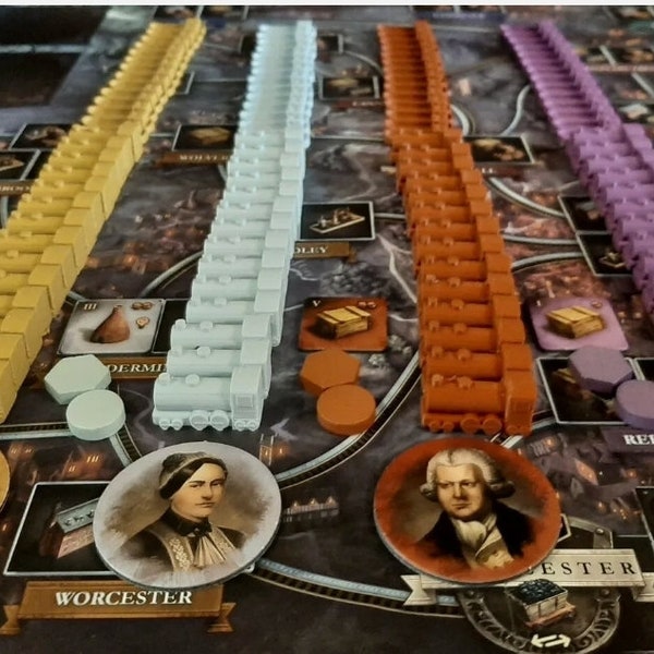 BRASS BIRMINGHAM / LANCASHIRE Deluxe Connections 112 pieces (14 trains + 14 barges (ships) per colour)