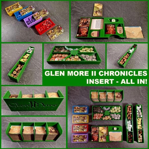 GLEN MORE II (2) Chronicles inkl Erweiterung Highland Games Brettspiel Einsatz (Insert, Inlay, Organizer)