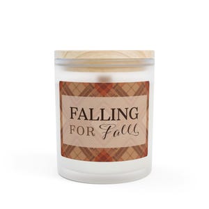 Fall-Themed Frosted Glass Candle | Cozy Home Decor, Autumn Gift, Seasonal Candle, Thanksgiving, Fall Scented Candle