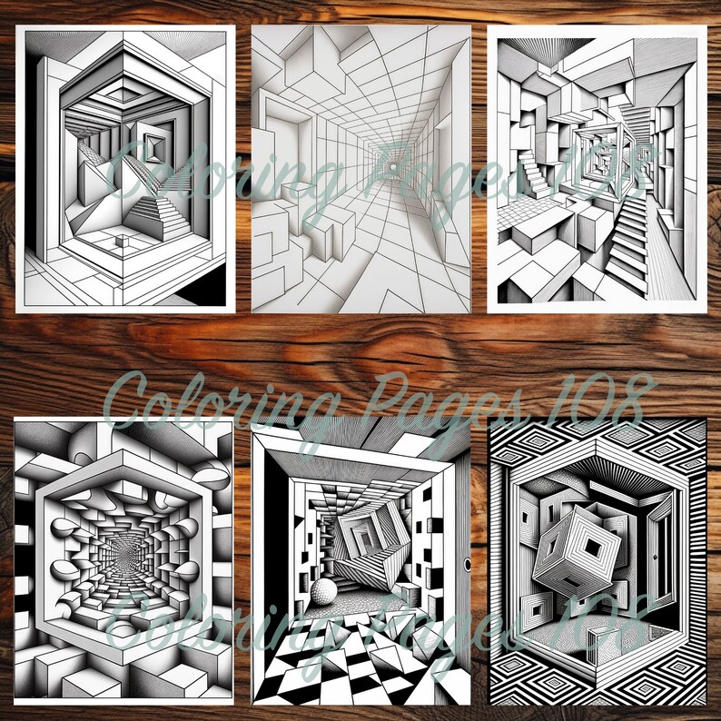 Abstract Impossible Geometry Coloring Book Trippy Adult Coloring Pages ...