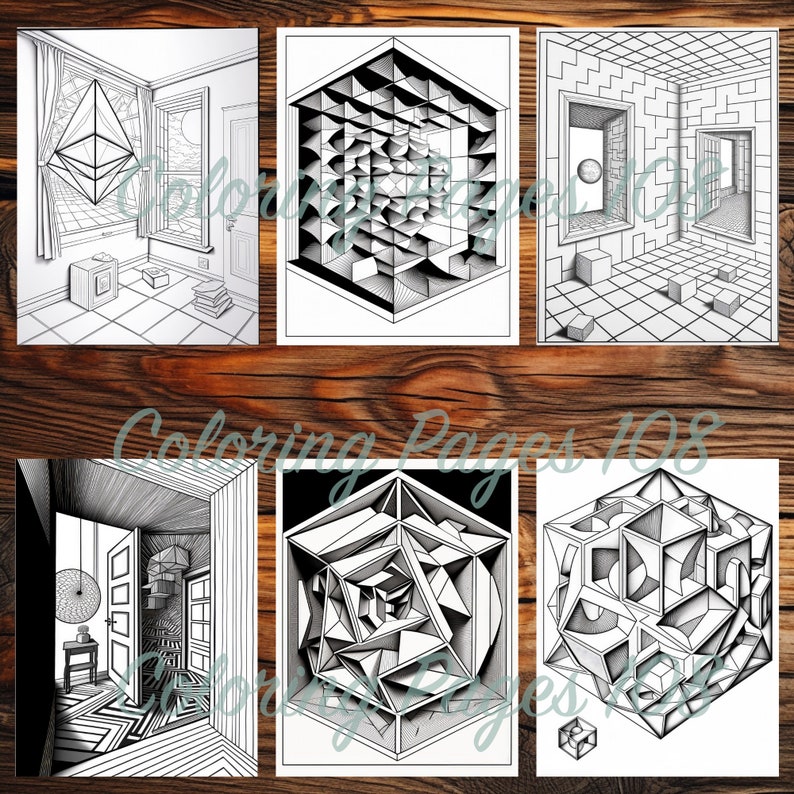 Abstract Impossible Geometry Coloring Book Trippy Adult Coloring Pages ...