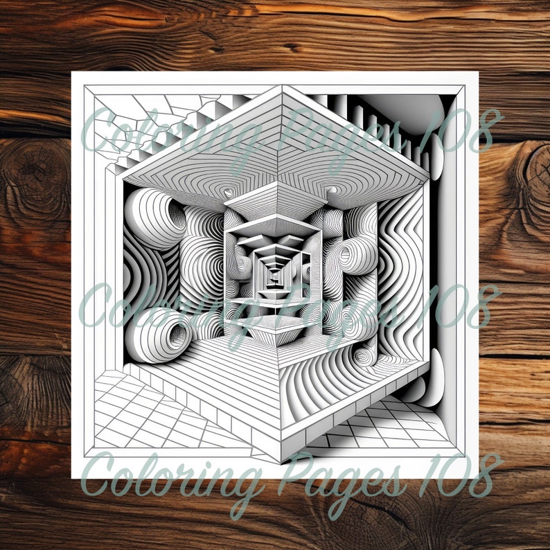 Abstract Impossible Geometry Coloring Book Trippy Adult Coloring Pages ...