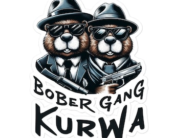 Autocollant drôle de vinyle de gang de Bober Kurwa, décalque de voiture, autocollant d’ordinateur portable, cadeau polonais, autocollant slave, autocollant de gang