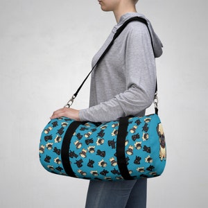 Blue Pug Patterned Duffle Bag