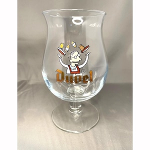 Duvel limited edition bierglas, belgisch bierglas, De jonglerende ober, jaarglas 2000, striptekenaar Jeroom (1057)
